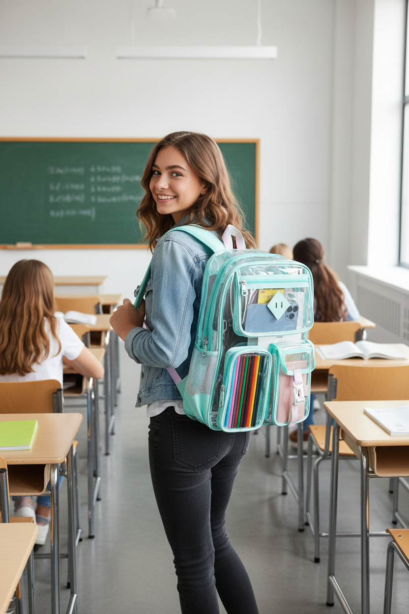 Transparent Bag Waterproof Primary School Student Schoolbag For Junior High School Grade