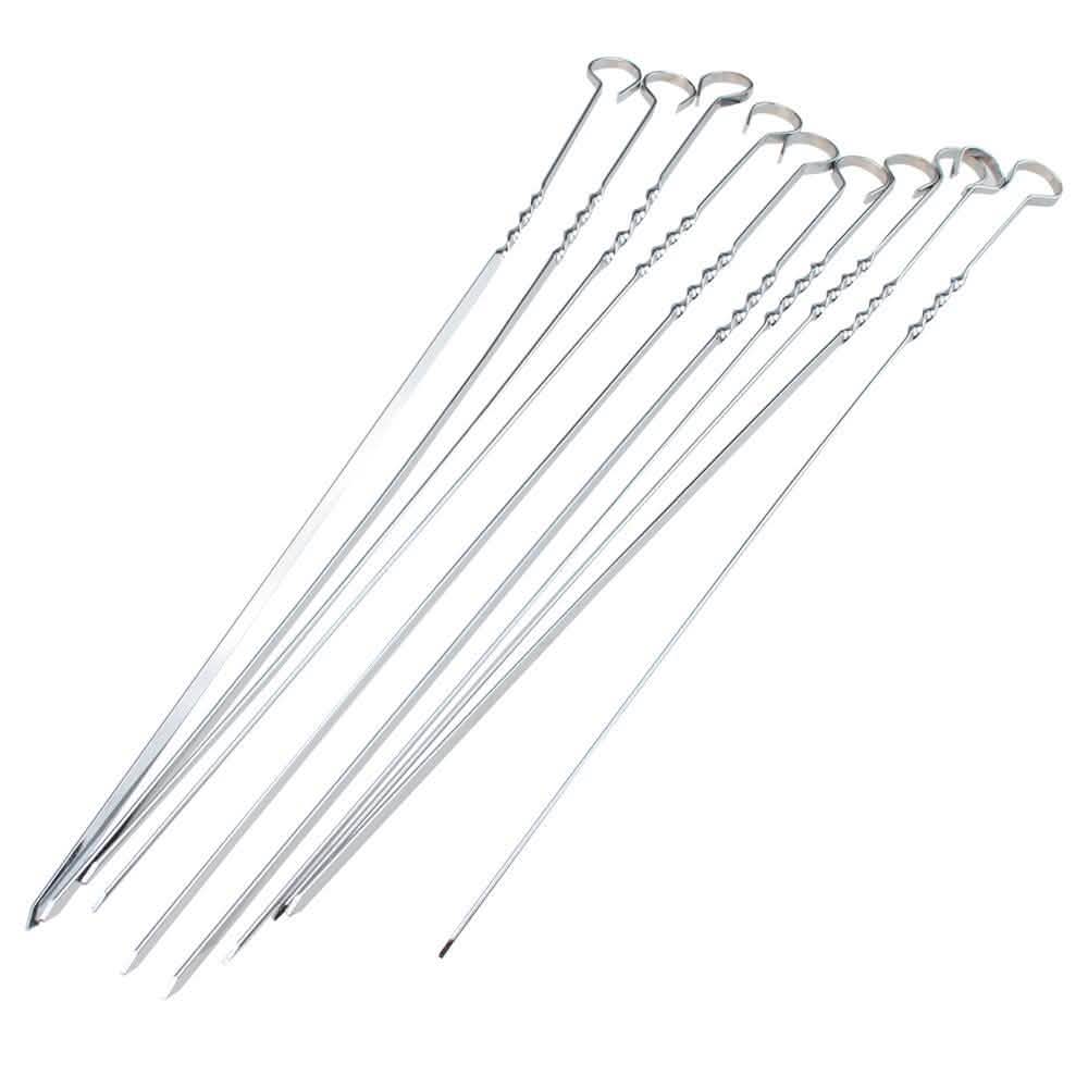 10-Piece: 15 Inches Stainless Steel Kabob Skewers