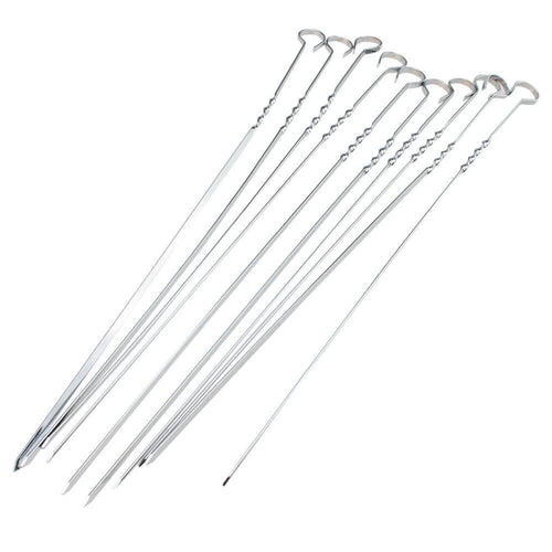 10-Piece: 15 Inches Stainless Steel Kabob Skewers