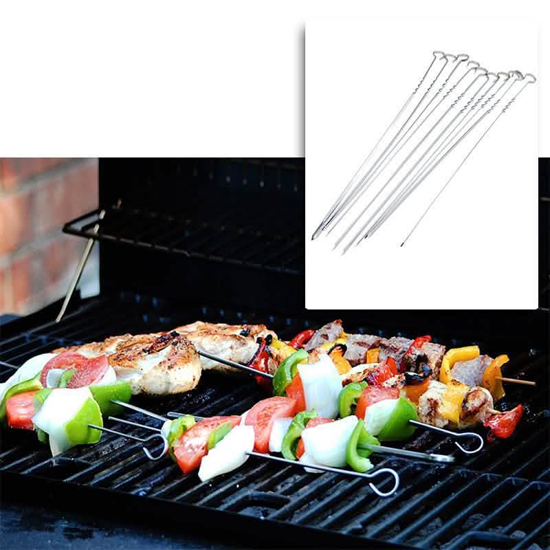 10-Piece: 15 Inches Stainless Steel Kabob Skewers