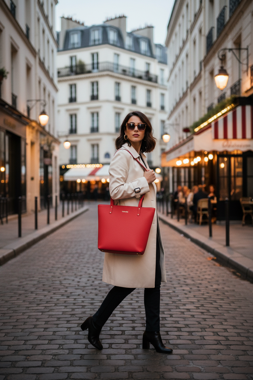 Era Vegan Leather Tote - Coral Red