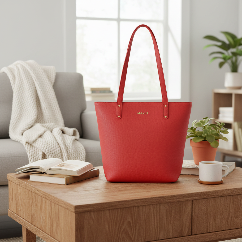 Era Vegan Leather Tote - Coral Red