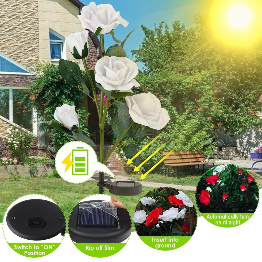 2-Pack: Solar Powered Rose Flower LED Decorative Lamp