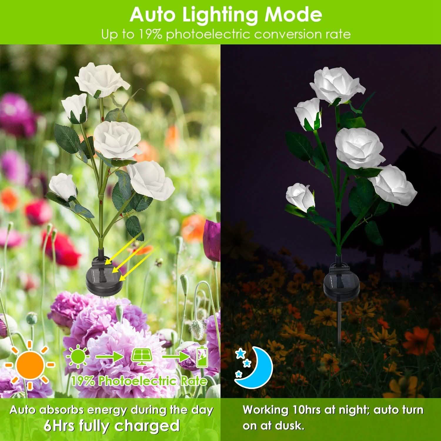 2-Pack: Solar Powered Rose Flower LED Decorative Lamp