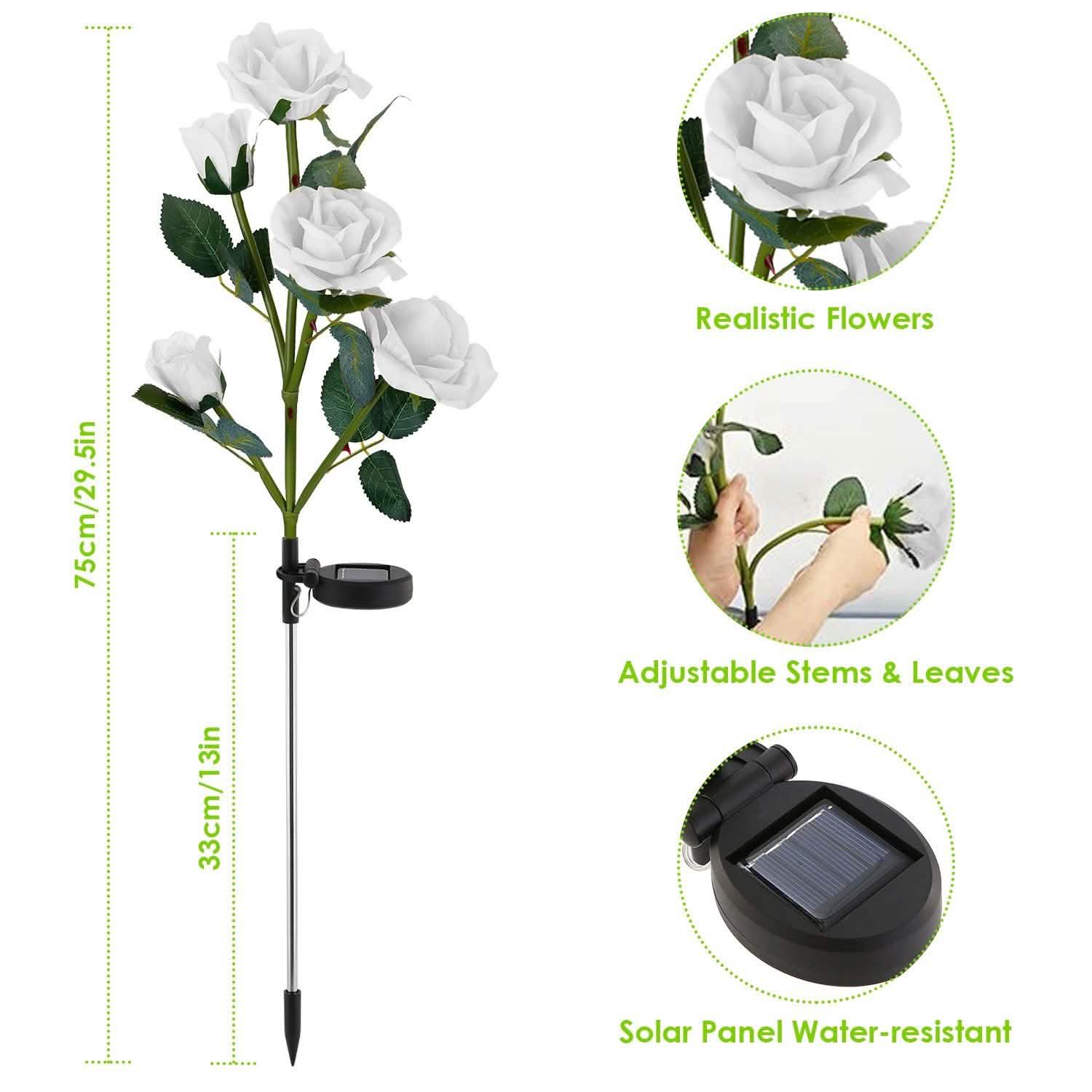 2-Pack: Solar Powered Rose Flower LED Decorative Lamp