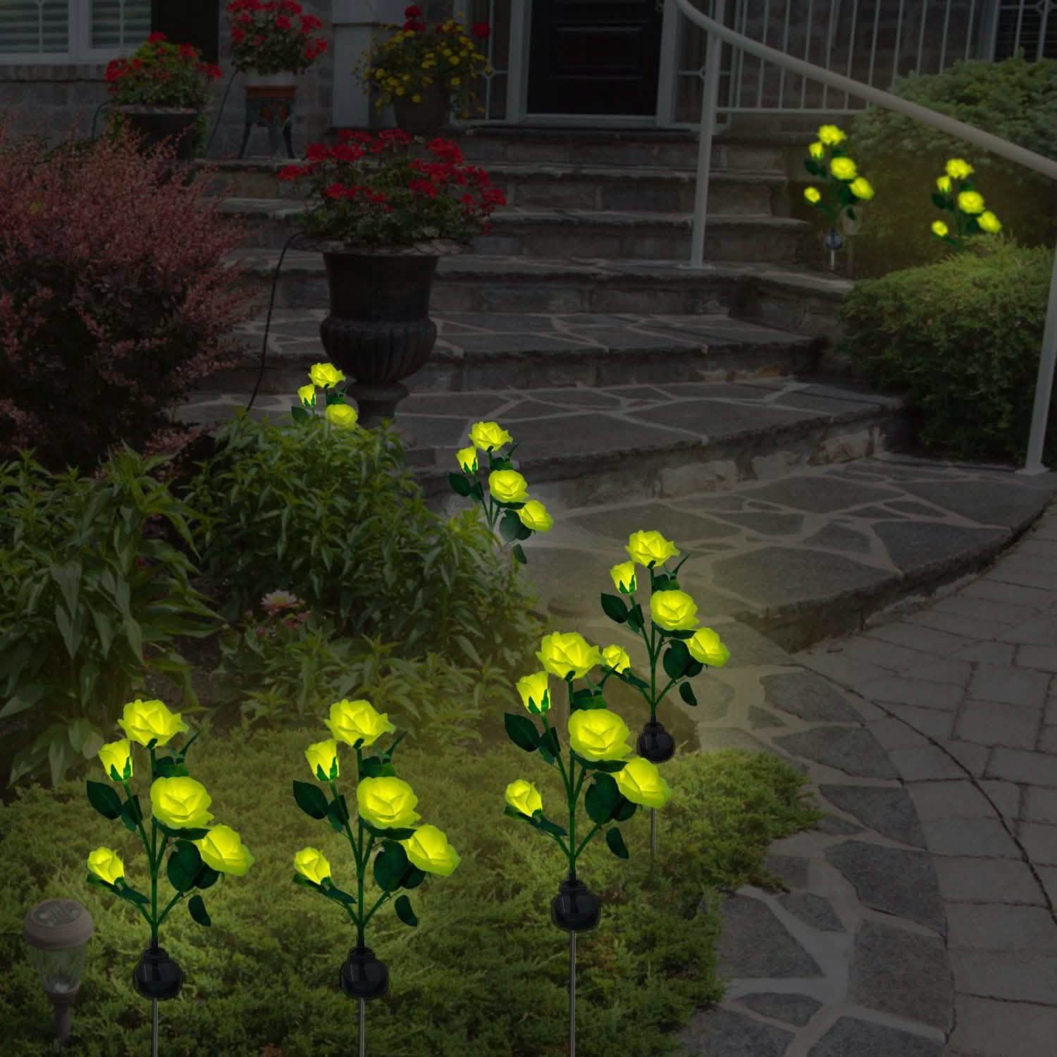 2-Pack: Solar Powered Rose Flower LED Decorative Lamp