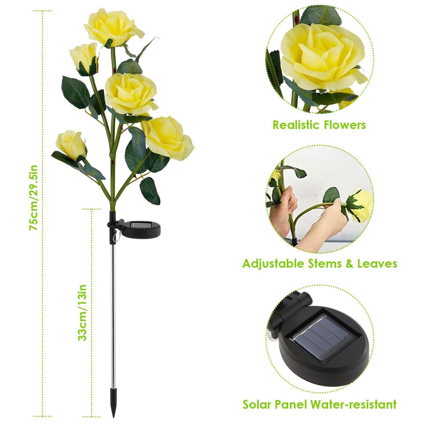2-Pack: Solar Powered Rose Flower LED Decorative Lamp