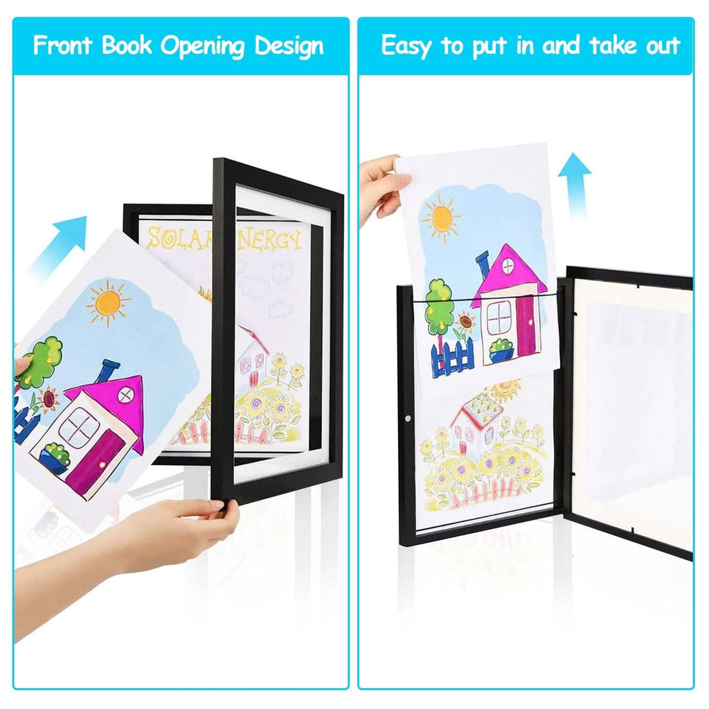 2-Piece: Kids Art Frame Front Opening Wooden Picture Frame