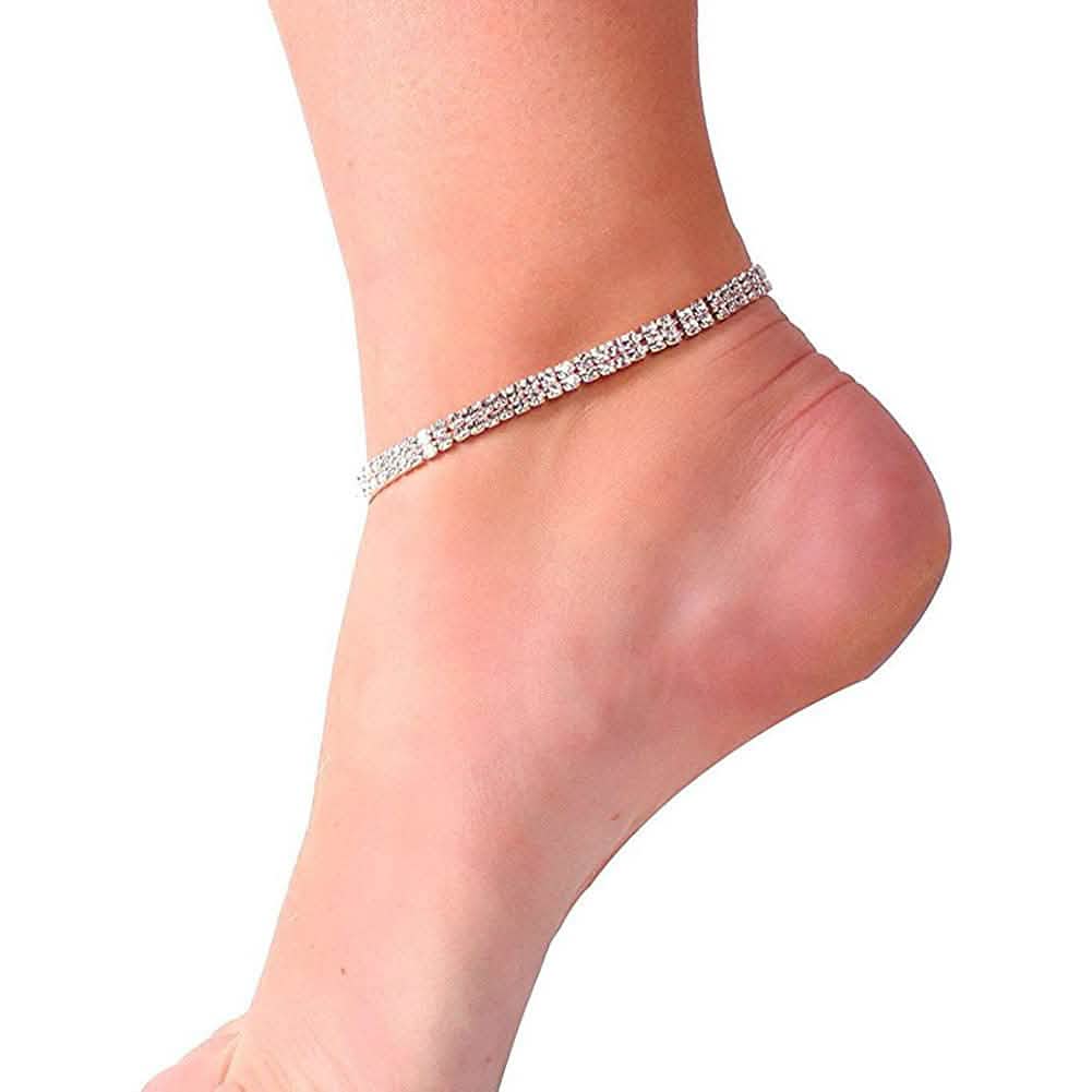 2-Piece: Women's Twinkle Diamond Anklet