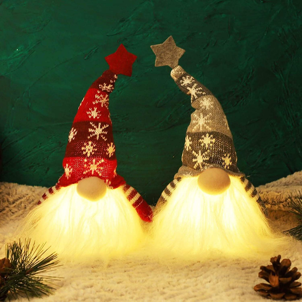 2-Pieces: 11" Lighted Christmas Gnome Santa