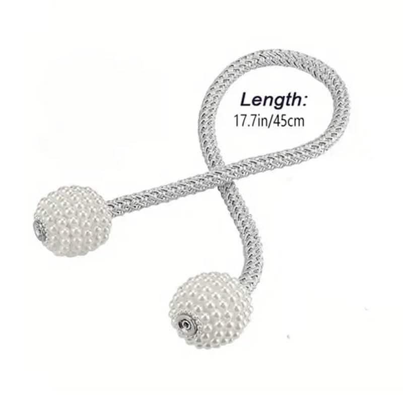 2-Pieces: Magnetic Curtain Tiebacks with Faux Pearls