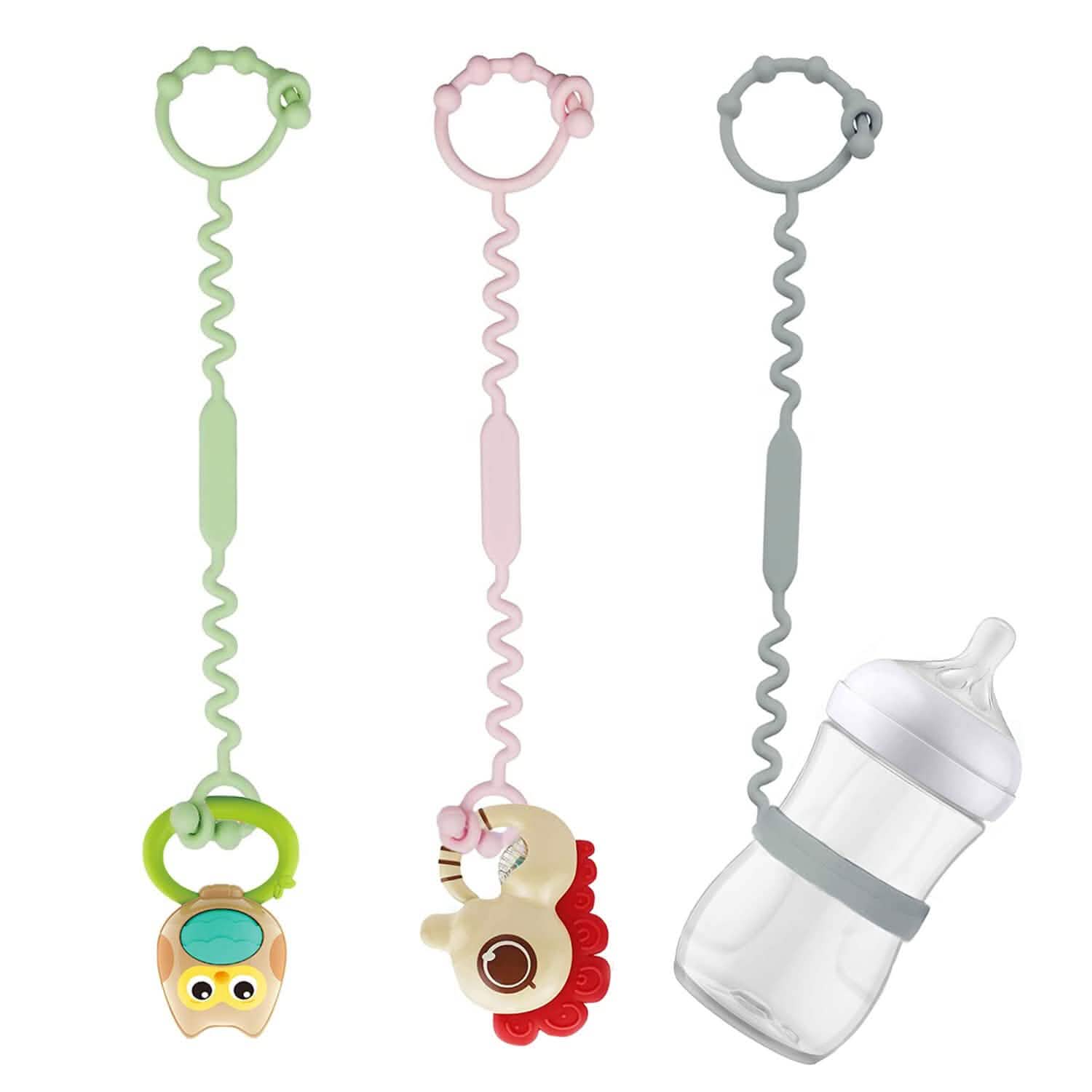 3-Pack: Pacifier Holder Clip with self-Adjusting Bayonet