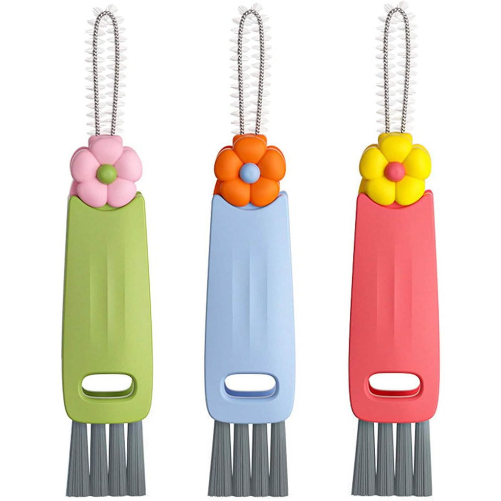 3-Piece: 3-in-1 Petal Cup Lid Cleaning Brush