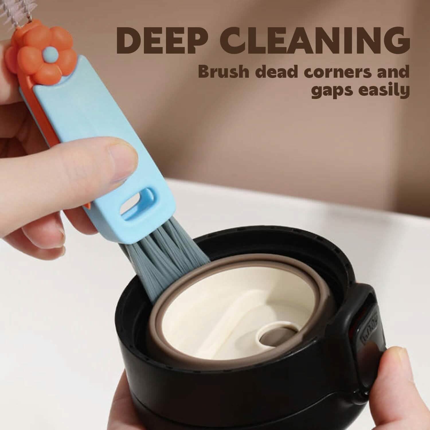 3-Piece: 3-in-1 Petal Cup Lid Cleaning Brush