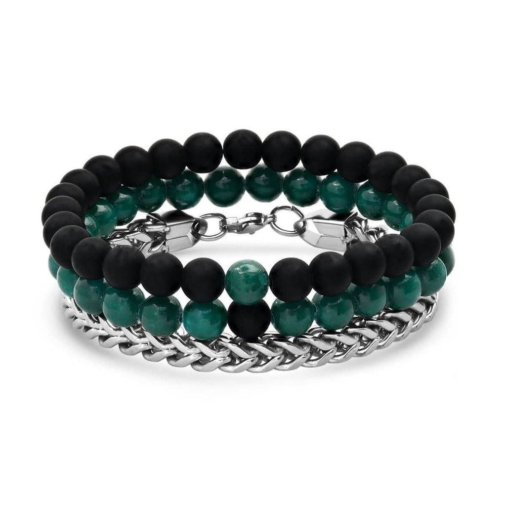 3-Piece Set: Men's Black Lava Bracelets
