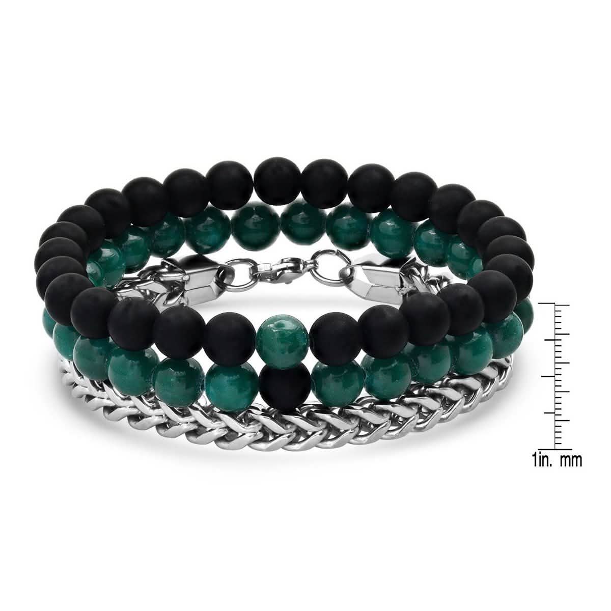 3-Piece Set: Men's Black Lava Bracelets