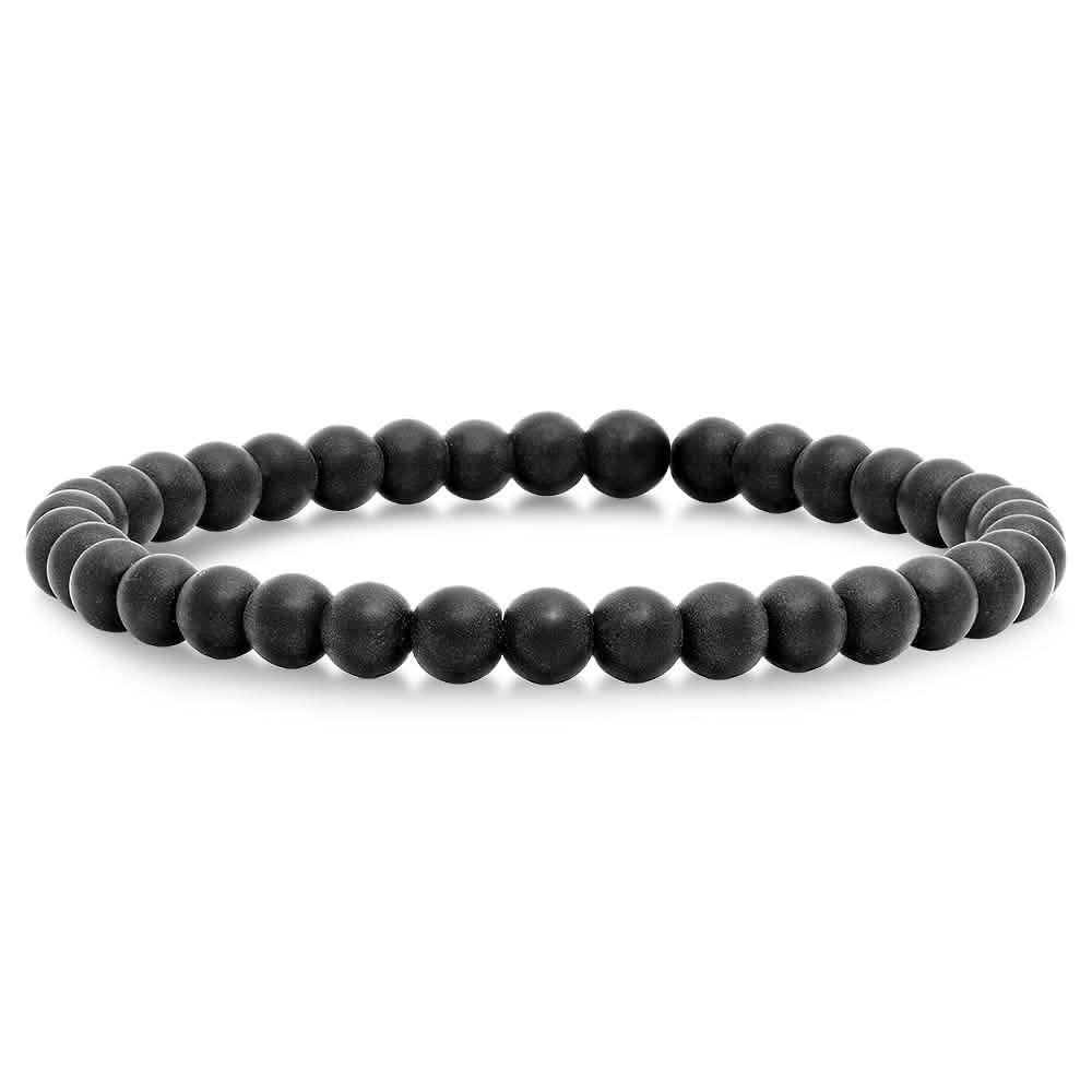 3-Piece Set: Tiger Eye and Black Lava Beaded Bracelet with Stainless Steel Lion
