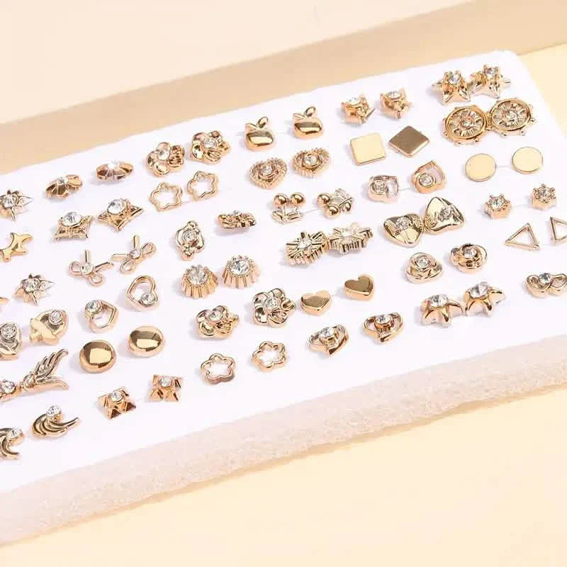 36-Pairs: Women's Fashion Earrings Set - Assorted Heart, Flower, Geometric & More