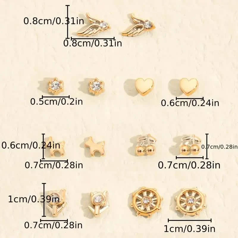 36-Pairs: Women's Fashion Earrings Set - Assorted Heart, Flower, Geometric & More