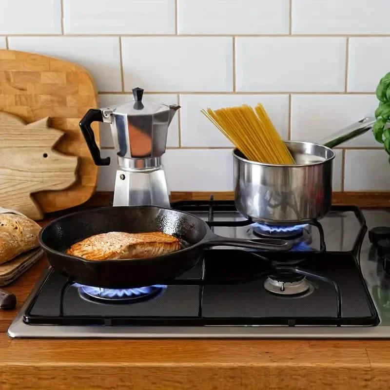 4-Pack: Gas Stove Burner Covers - Reusable Non-Stick PVC Stovetop Protector Liners