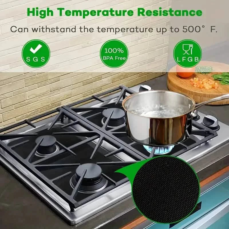 4-Pack: Gas Stove Burner Covers - Reusable Non-Stick PVC Stovetop Protector Liners
