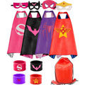 4-Piece: Kids Dress Up Superhero Capes Set and Slap Bracelets for Girls
