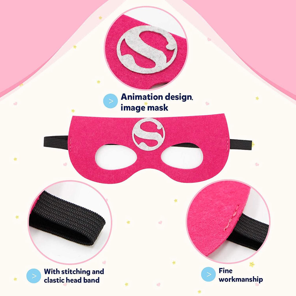4-Piece: Kids Dress Up Superhero Capes Set and Slap Bracelets for Girls