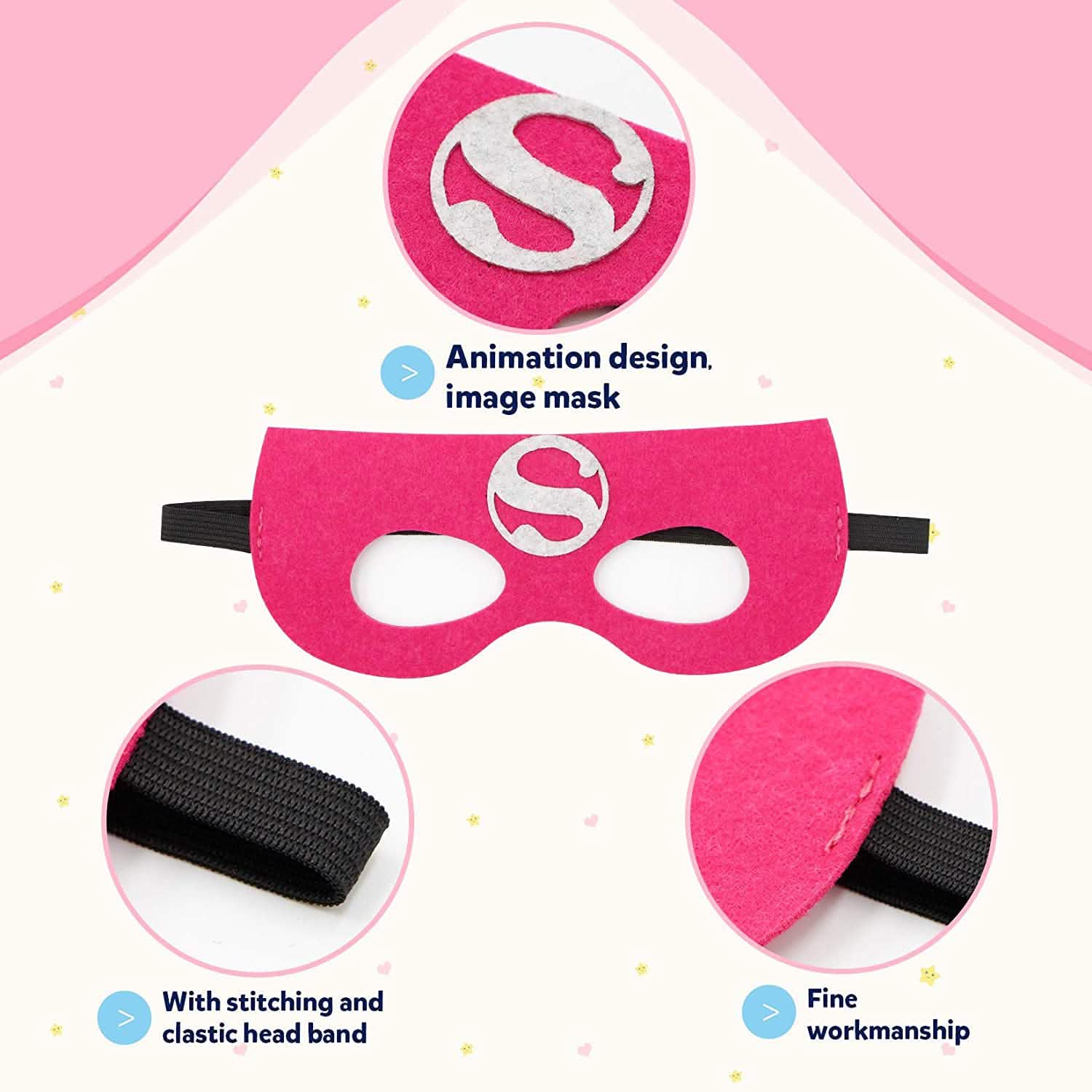 4-Piece: Kids Dress Up Superhero Capes Set and Slap Bracelets for Girls