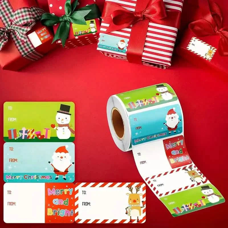 500-Pieces/Roll: Self Adhesive Tags Christmas Tags