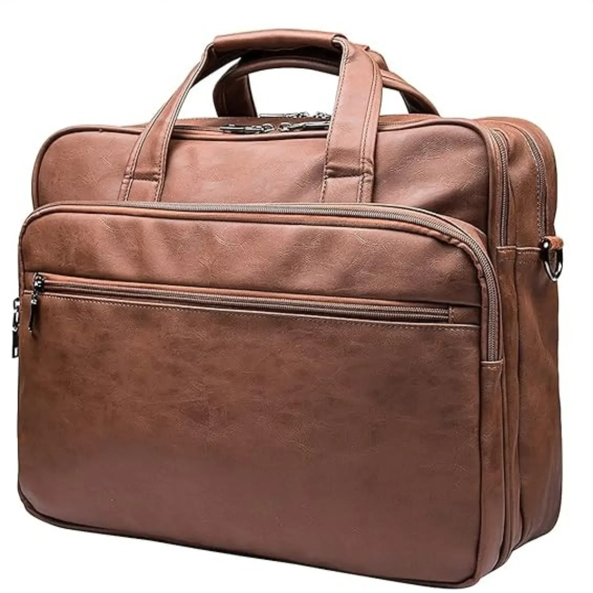 Men’s Leather Messenger Bag – Water-Resistant 15.6 Laptop Ready