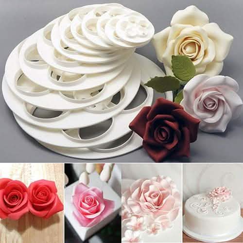 6-Piece: Baking Mold Fondant Cake Sugarcraft Rose Flower Cookie