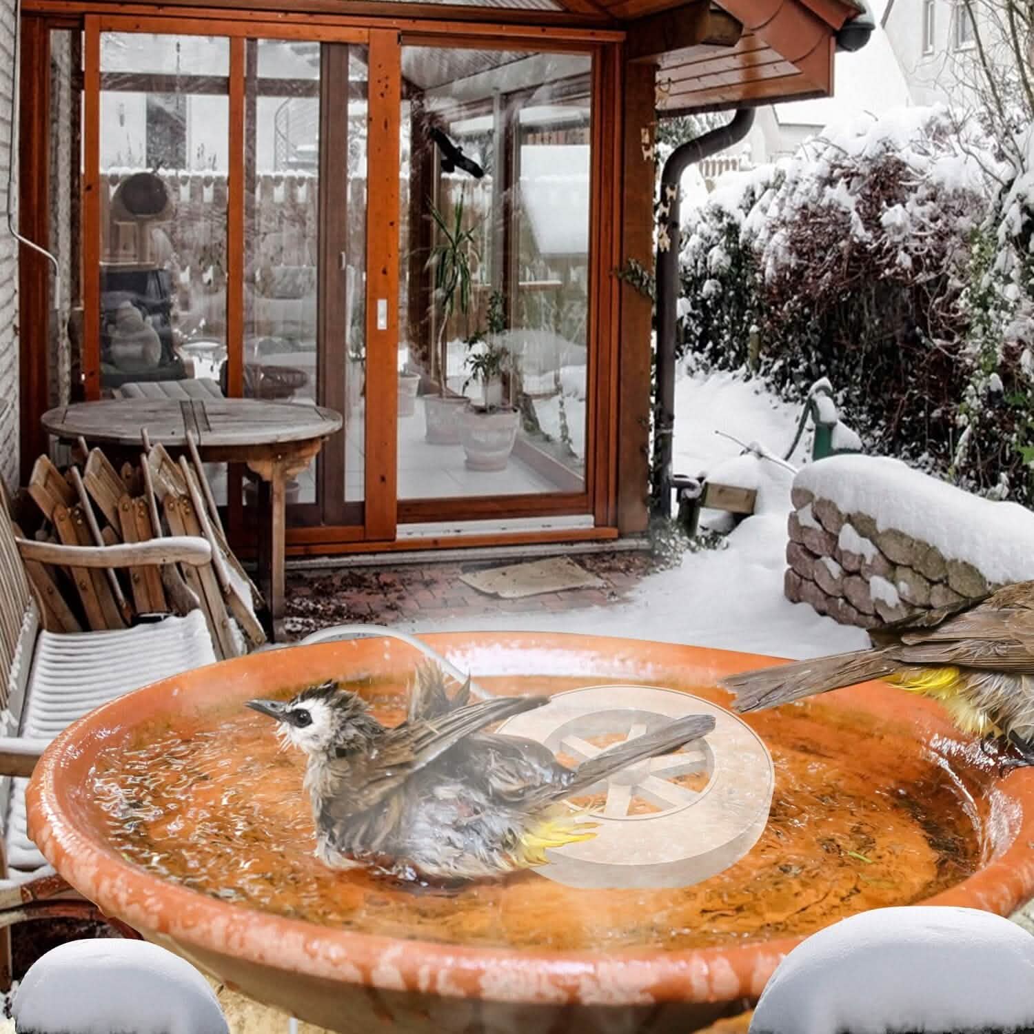 70W Bird Bath Deicer Aluminum Alloy Water Heater with Thermostat Auto Shutdown