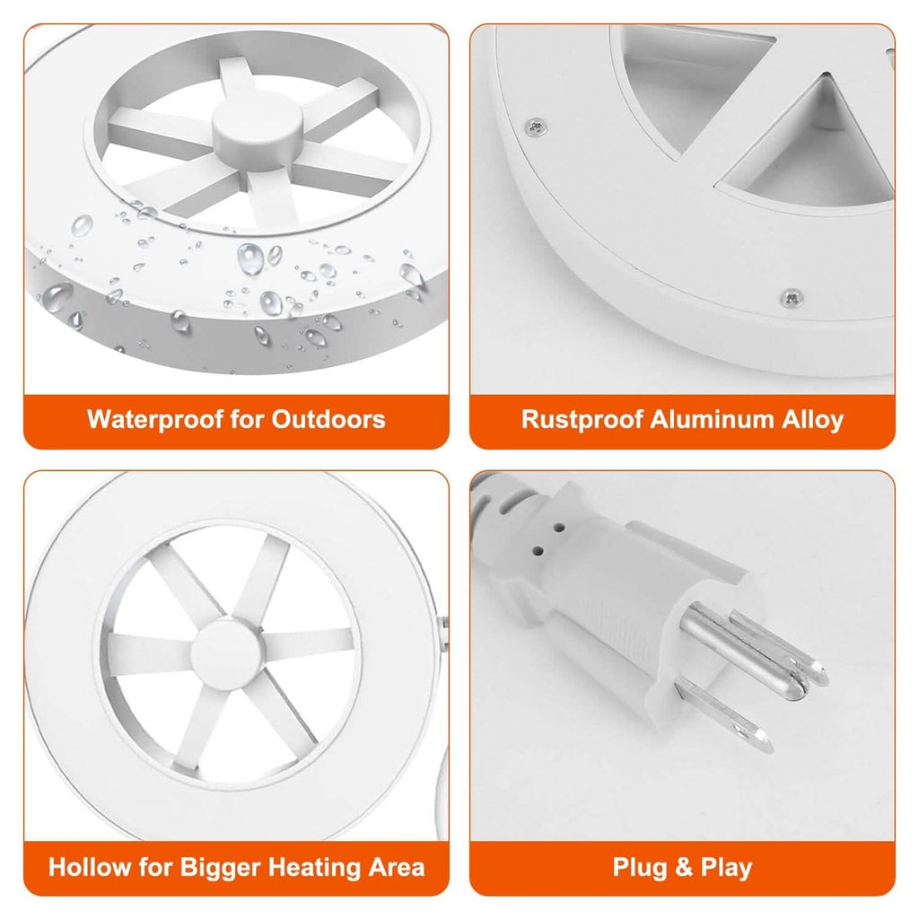 70W Bird Bath Deicer Aluminum Alloy Water Heater with Thermostat Auto Shutdown