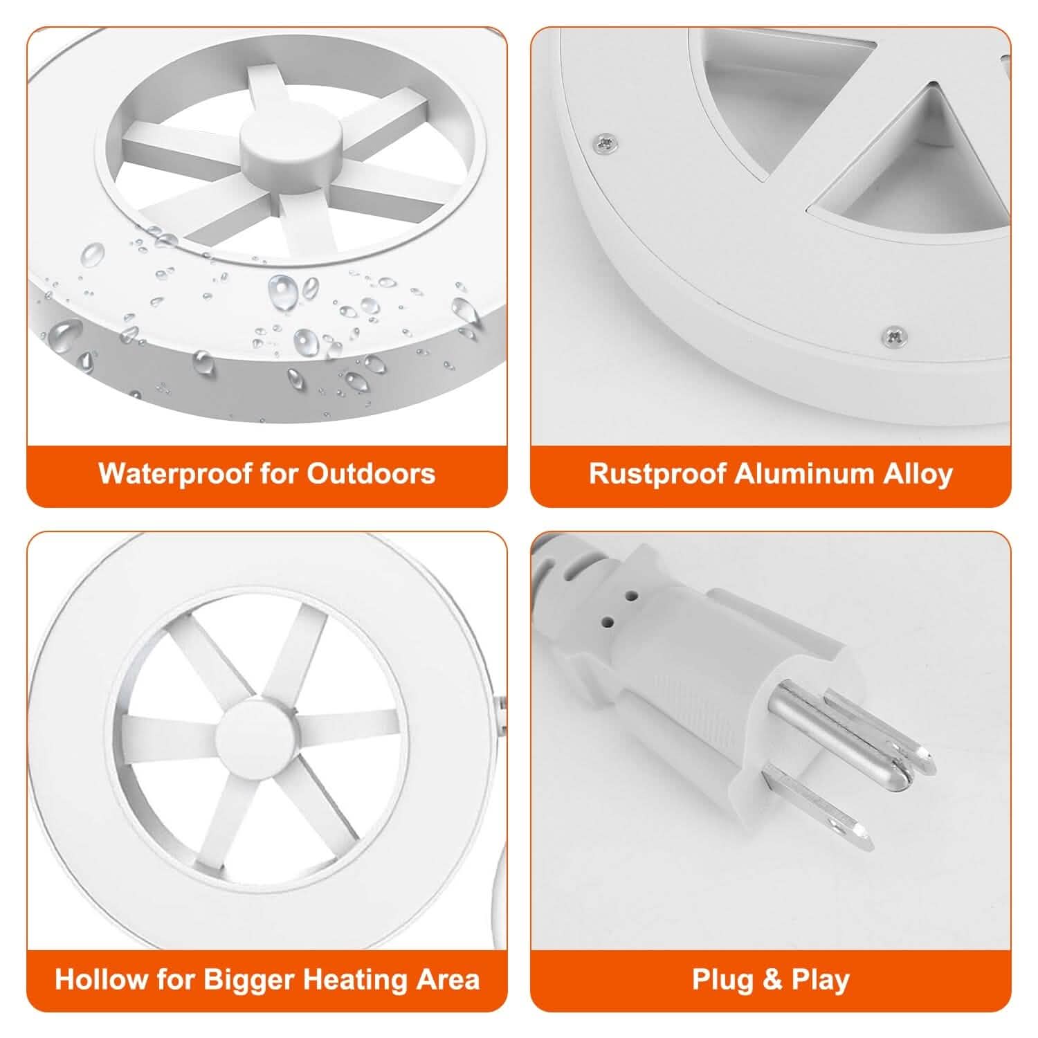 70W Bird Bath Deicer Aluminum Alloy Water Heater with Thermostat Auto Shutdown