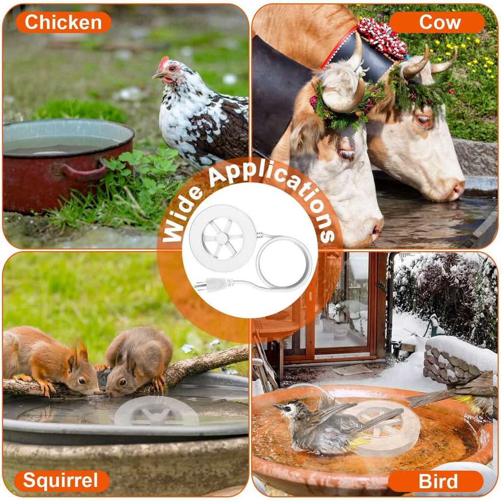 70W Bird Bath Deicer Aluminum Alloy Water Heater with Thermostat Auto Shutdown