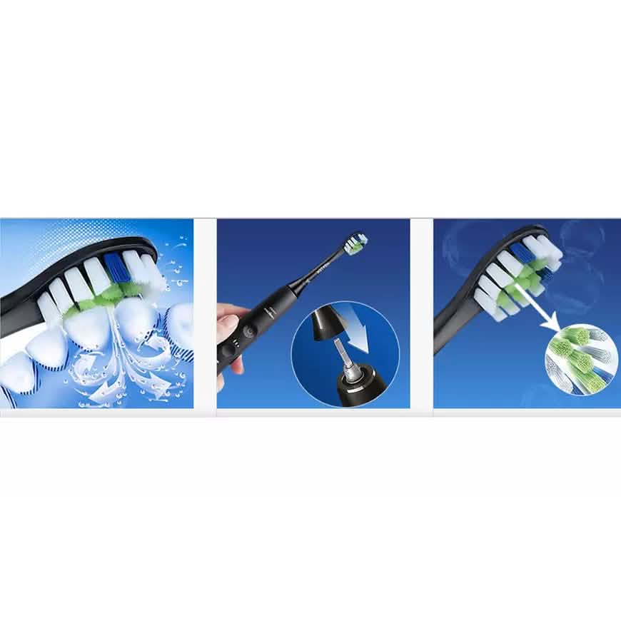 8-Pack: Black Replacement Electric Toothbrush Heads for Philips Sonicare