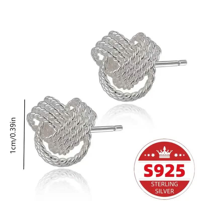 925 Sterling Silver Braided Ball Earrings