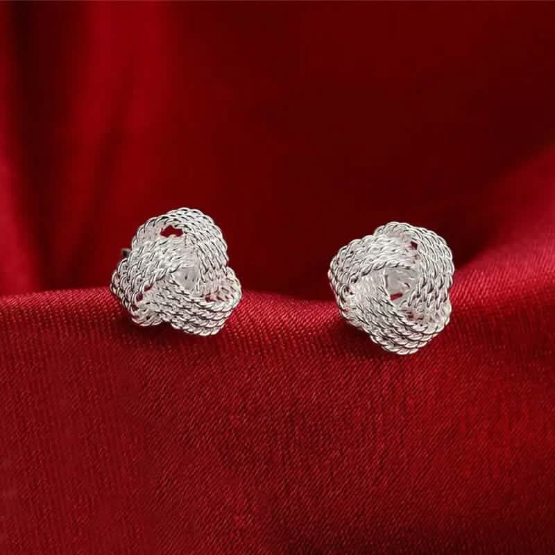 925 Sterling Silver Braided Ball Earrings