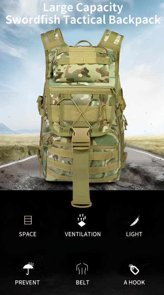 High Quality Outdoor Trekking Fan Backpack | Mountaineering Bag Military Travel Backpack | X7 Swordfish Tactical Backpack