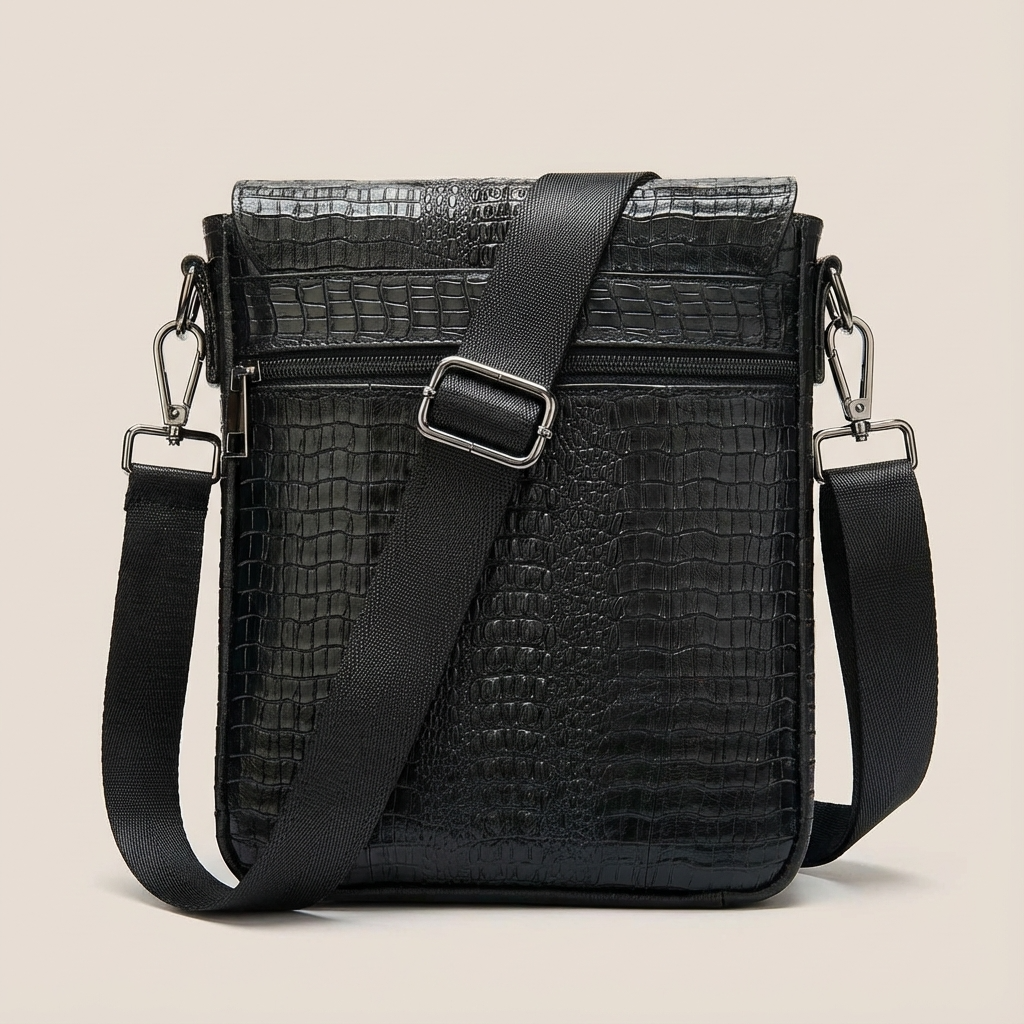 Men’s Croc-Embossed Leather Sling Bag – Modern Everyday Carry