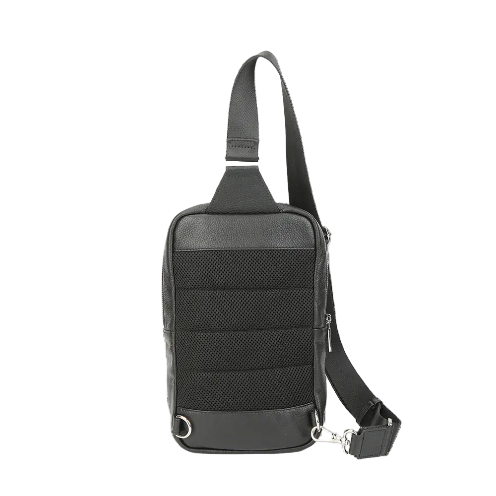 Black Full-Grain Leather Sling Bag for Men