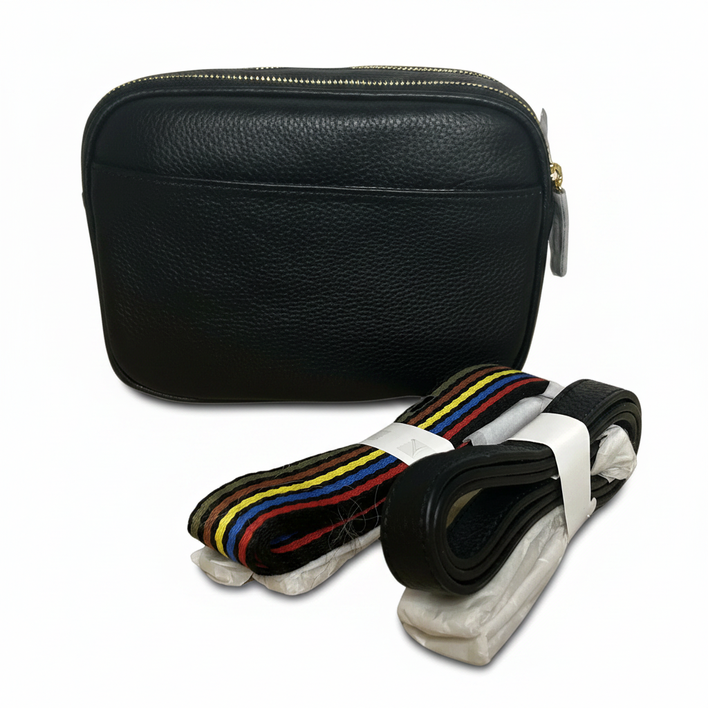 Sophia Full-Grain Leather Crossbody Bag – Double-Zip Travel & Everyday Purse