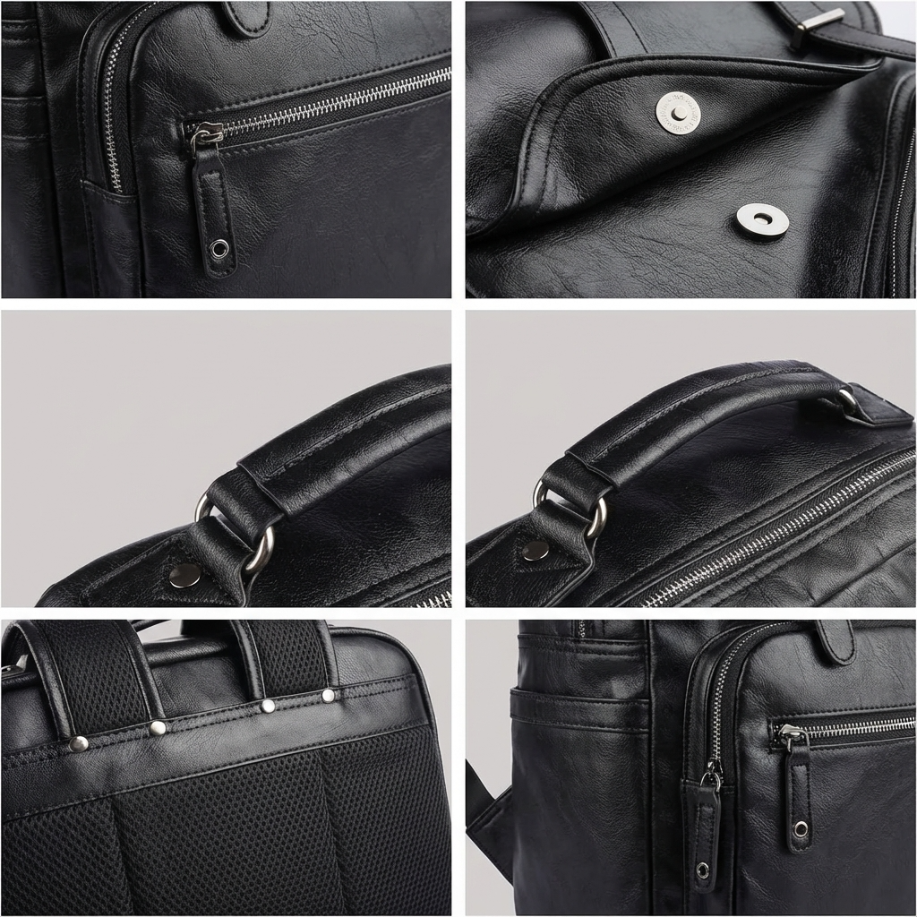 Men’s Leather Backpack – Water-Resistant 17 Laptop Ready