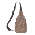 Brown Crazy Horse Leather Sling Bag for Men – Small Full-Grain Crossbody Travel Bag