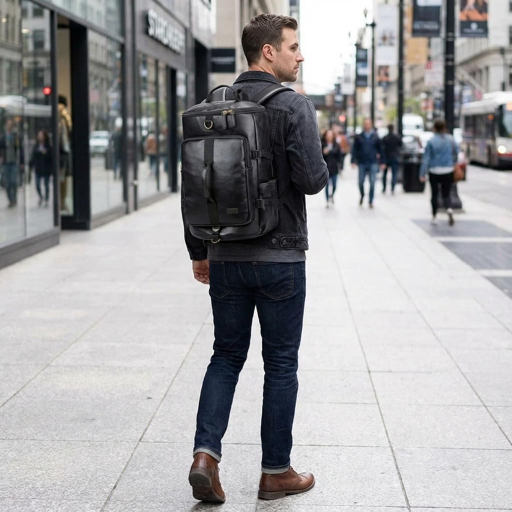 Men’s Leather Backpack – Convertible Work 40L Travel