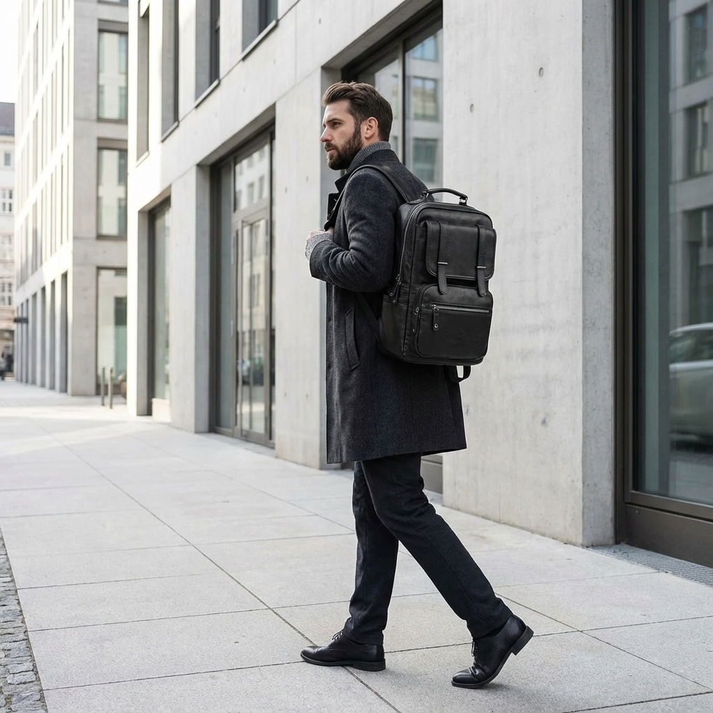 Men’s Leather Backpack – Water-Resistant 17 Laptop Ready