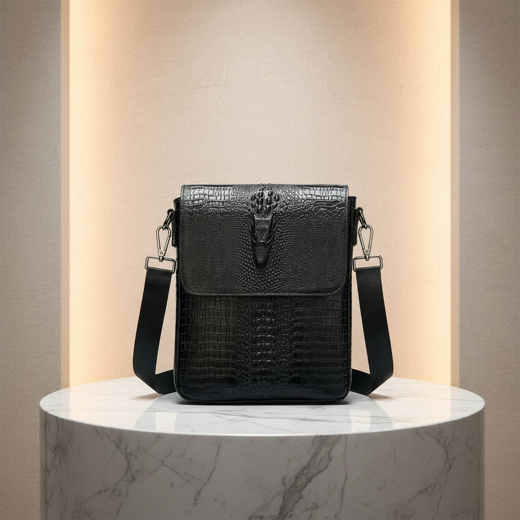 Men’s Croc-Embossed Leather Sling Bag – Modern Everyday Carry