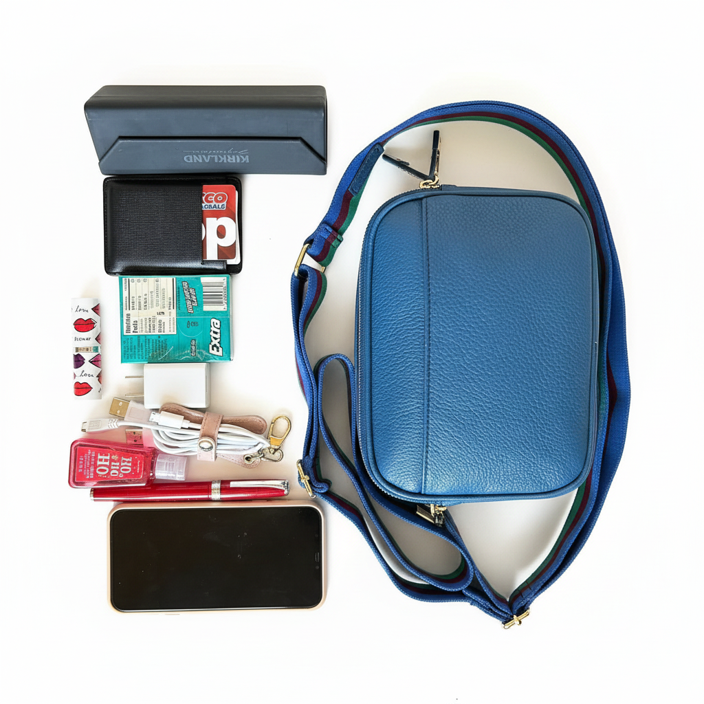 Sophia Full-Grain Leather Crossbody Bag – Double-Zip Travel & Everyday Purse