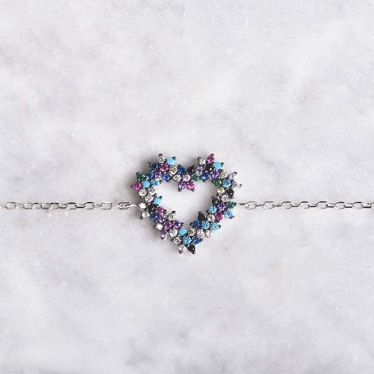 Arden Dark Colored Heart Bracelet