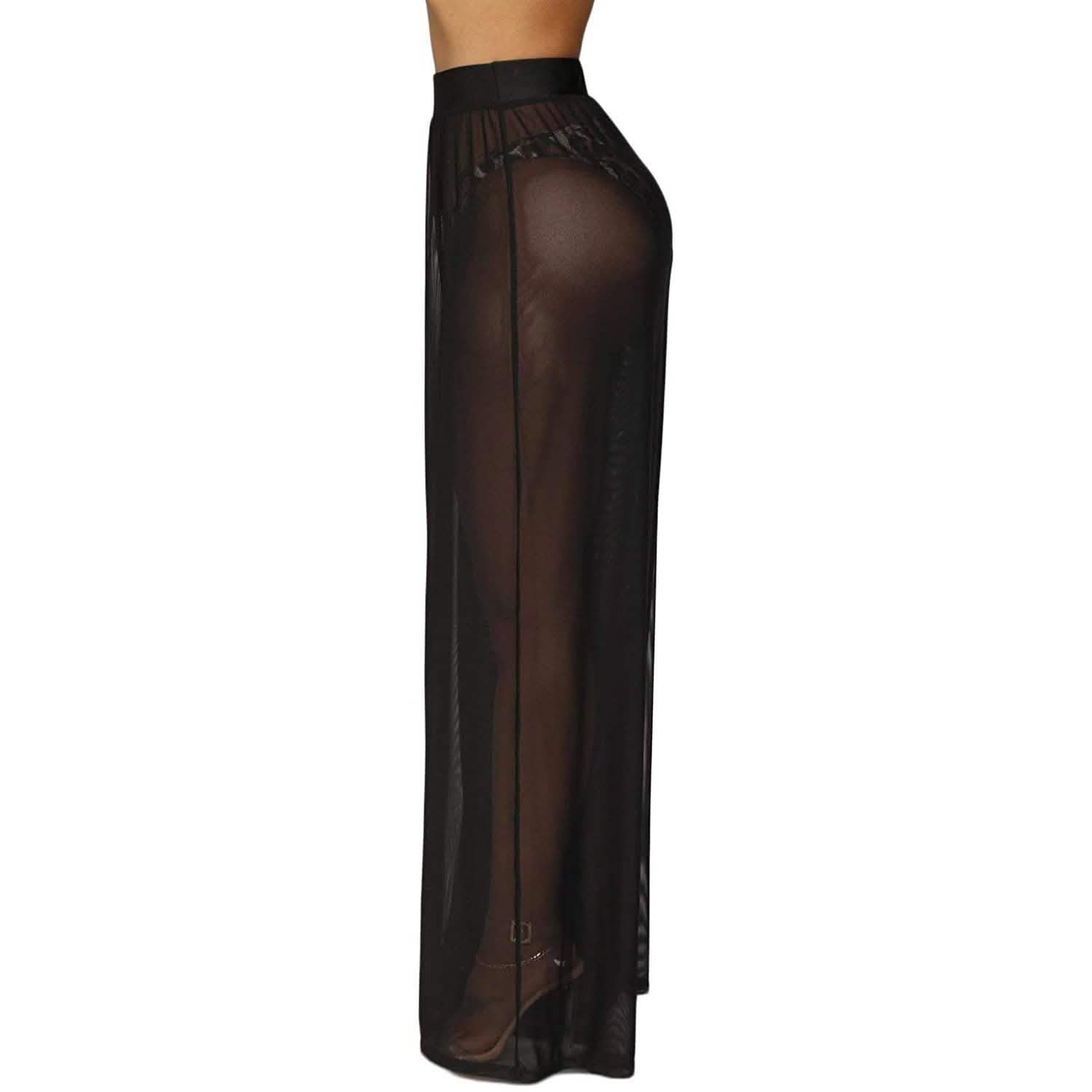 Awoscut Women See Through Sheer Mesh Pants